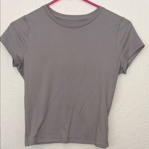 Hollister Gray Tan Fitting Casual Baby Tee Top